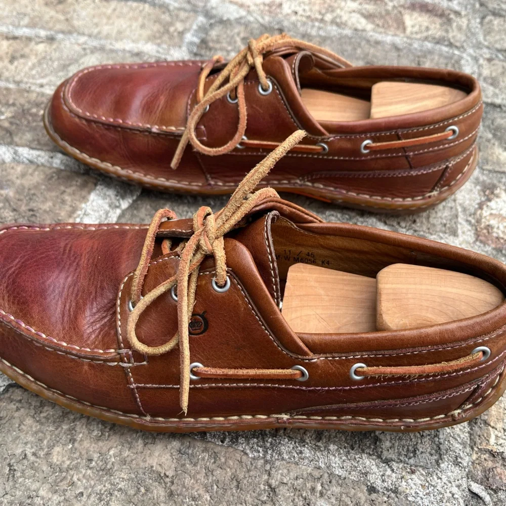 Born Wayz M6056 Men's Casual Shoes Lace Up Leather Brown Size 11/45